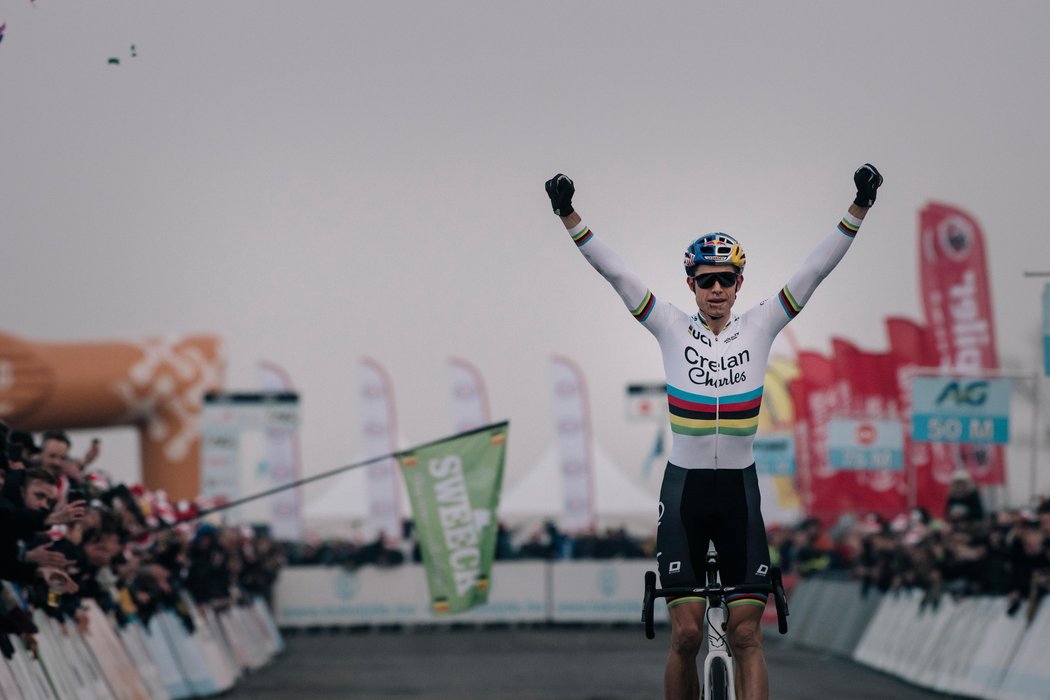 Wout van Aert (BEL/Crelan-Charles) wins his 3rd consecutive Belgian National Title Elite Men's Race Belgian National CX Championships / Koksijde 2018